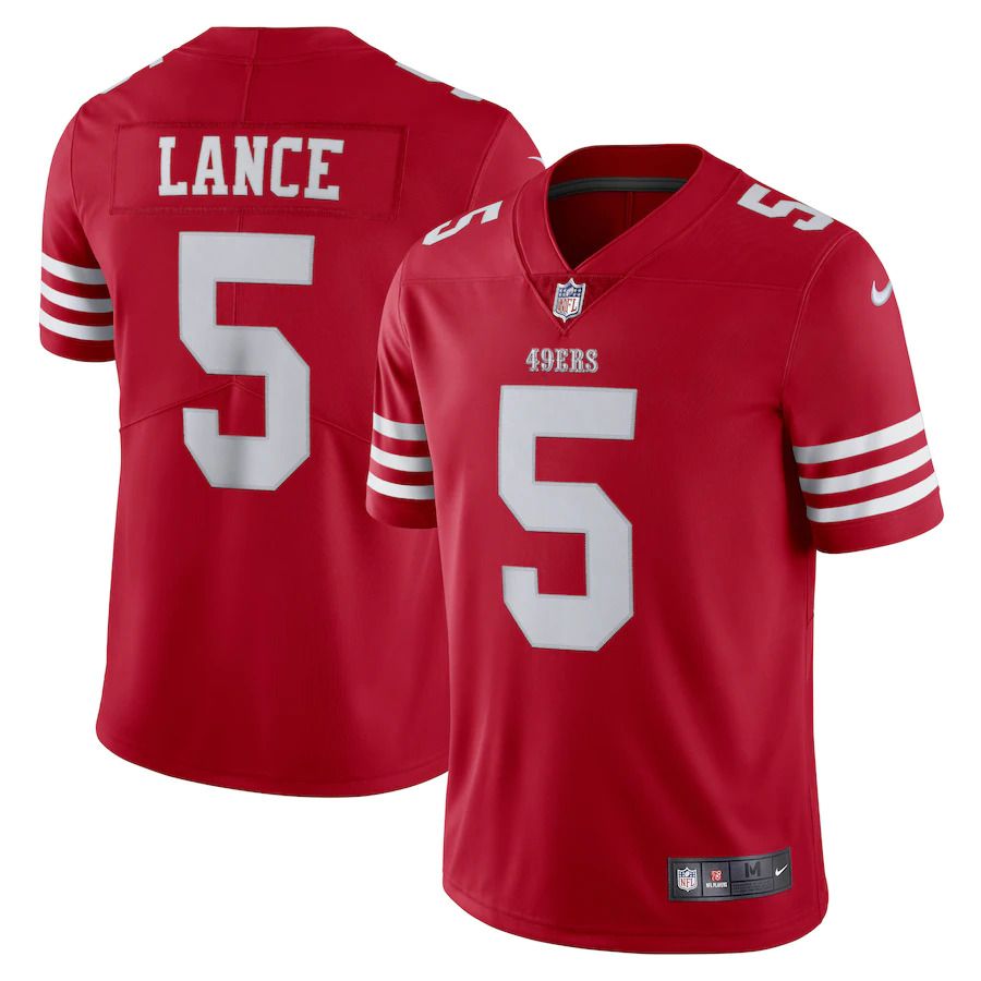 Men San Francisco 49ers #5 Trey Lance Nike Scarlet Vapor Limited NFL Jersey